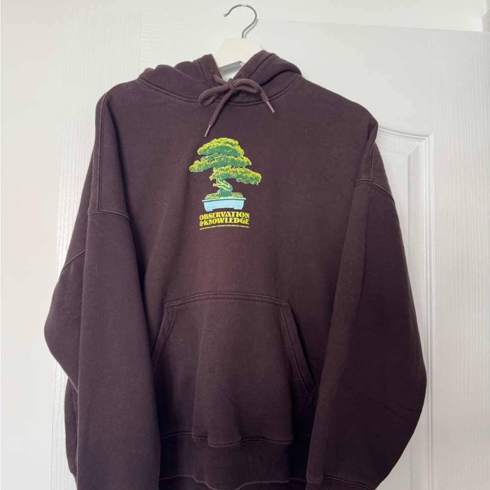 H&M Dark Brown Hoodie with Green Design